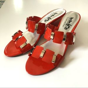 Coach and Four “Tangerine “ Wedge Sandal Size 8. Like New, Worn Once.
